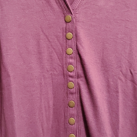Long Snap Pocket Cardigan in Eggplant - Picture 5 of 9